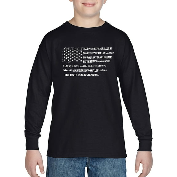 Boy's Word Art Long Sleeve - Glory Hallelujah Flag