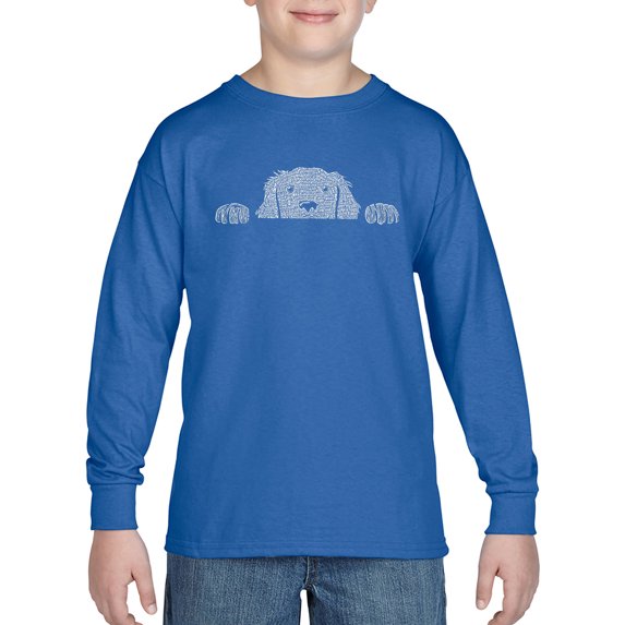 Boy's Word Art Long Sleeve - Peeking Dog