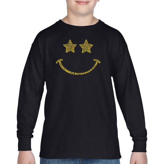 Boy's Word Art Long Sleeve - Rockstar Smiley