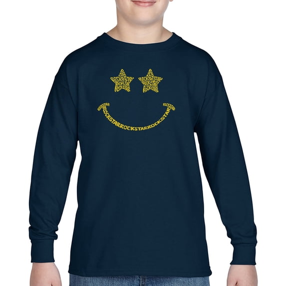 Boy's Word Art Long Sleeve - Rockstar Smiley