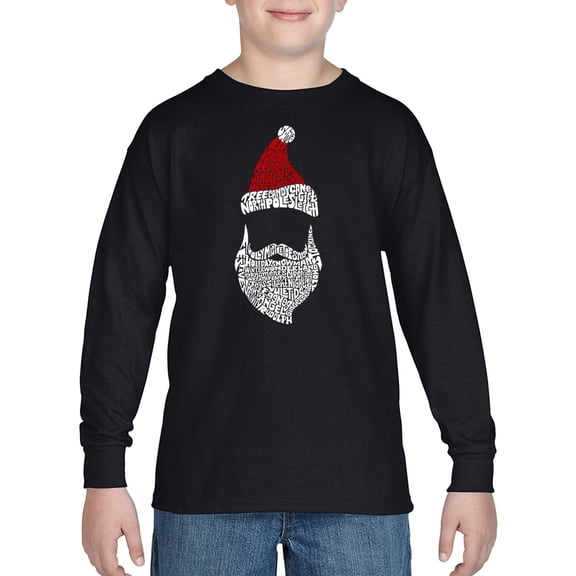 Boy's Word Art Long Sleeve - Santa Claus