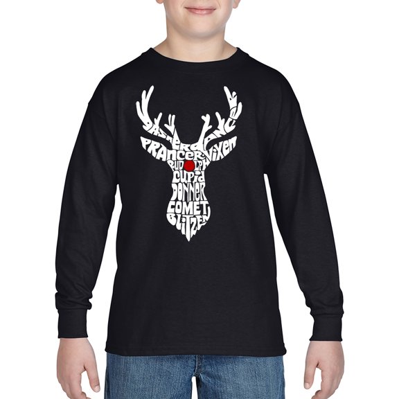 Boy's Word Art Long Sleeve - Santa's Reindeer