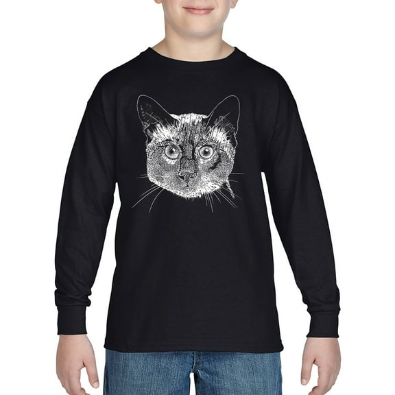 Boy's Word Art Long Sleeve - Siamese Cat