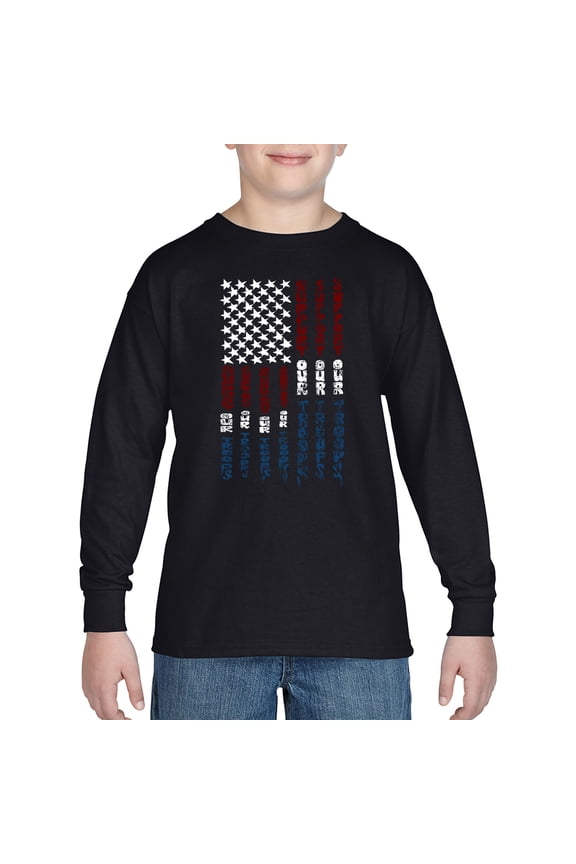 Boy's Word Art Long Sleeve - Support our Troops