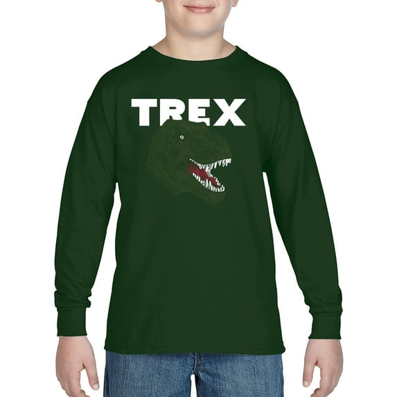 Boy's Word Art Long Sleeve - T-Rex Head