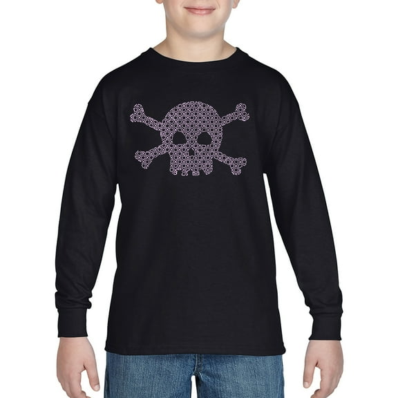 Boy's Word Art Long Sleeve - XOXO Skull