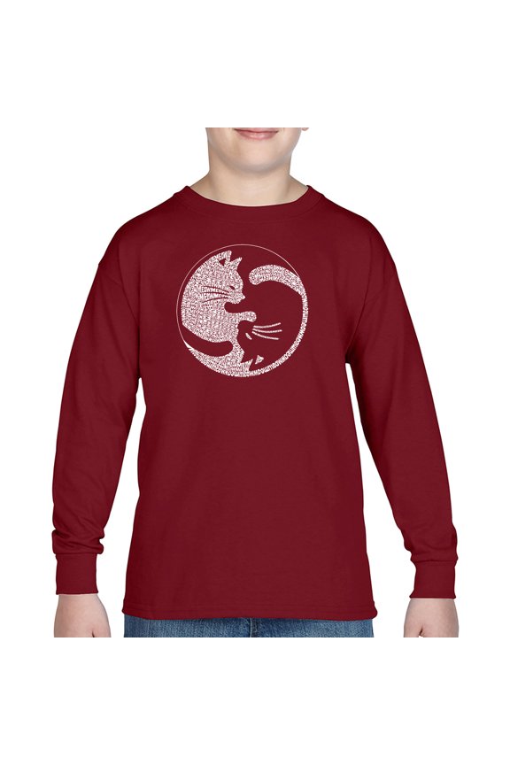 Boy's Word Art Long Sleeve - Yin Yang Cat