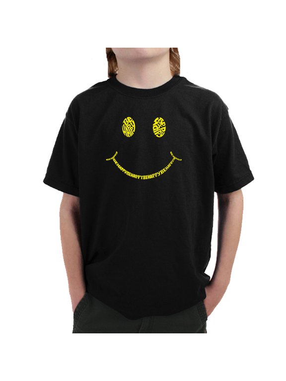 Boy's Word Art T-shirt - Be Happy Smiley Face