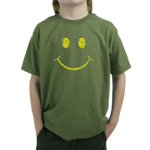 Boy's Word Art T-shirt - Be Happy Smiley Face