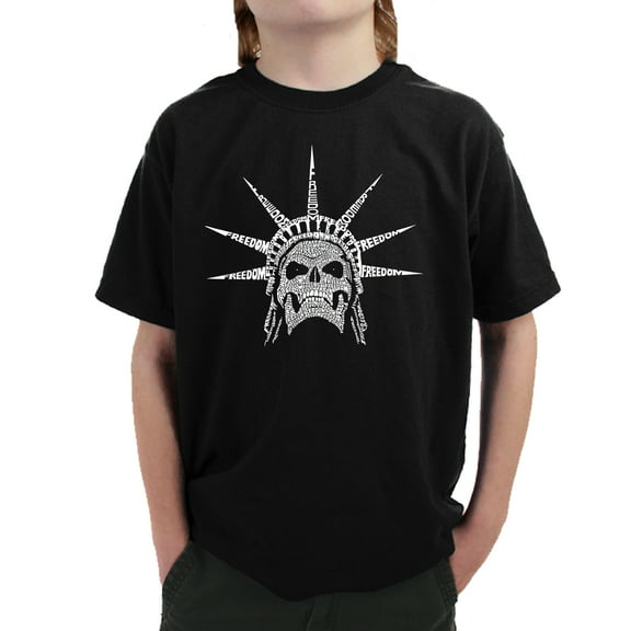 Boy's Word Art T-shirt - Freedom Skull