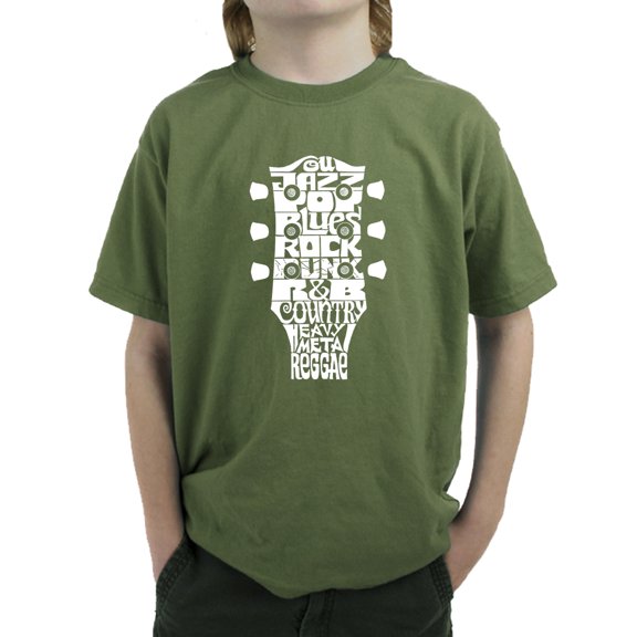 Boy's Word Art T-shirt - Guitar Head Music Genres