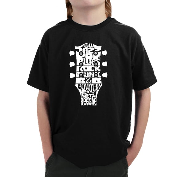 Boy's Word Art T-shirt - Guitar Head Music Genres