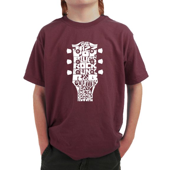 Boy's Word Art T-shirt - Guitar Head Music Genres