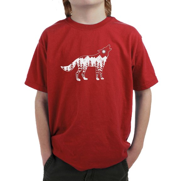 Boy's Word Art T-shirt - Howling Wolf