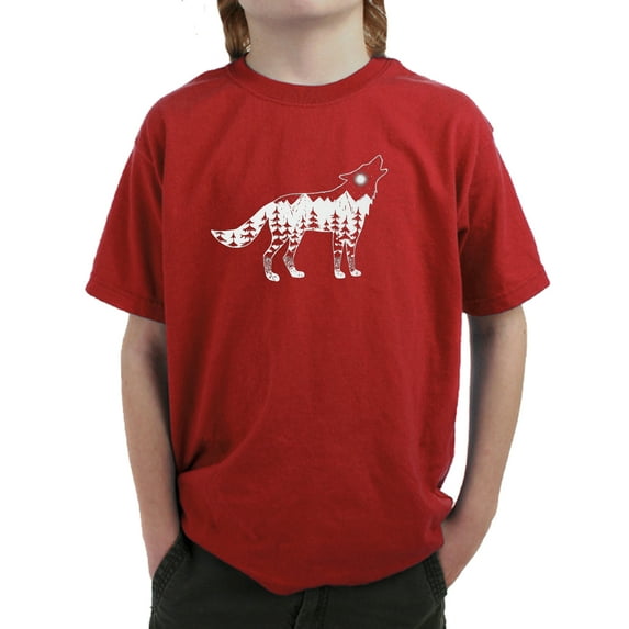 Boy's Word Art T-shirt - Howling Wolf