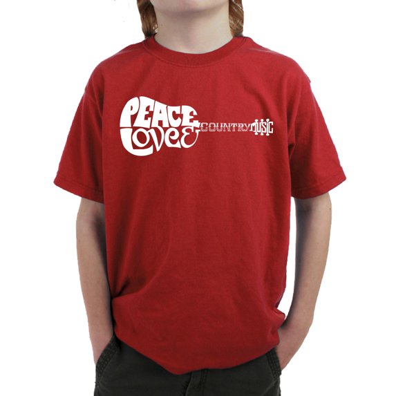 Boy's Word Art T-shirt - Peace Love Country