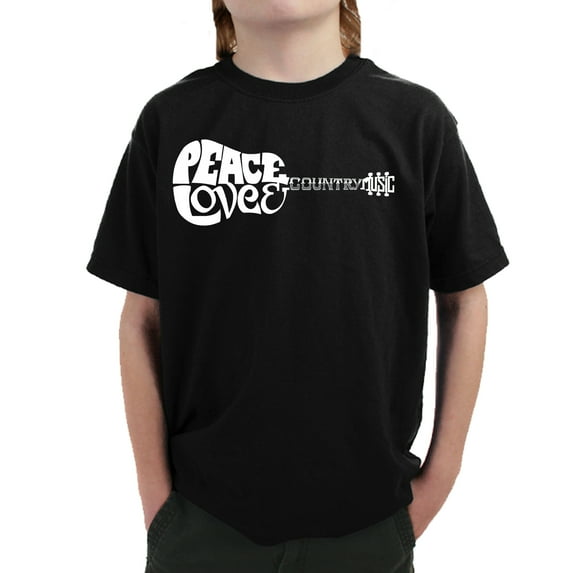Boy's Word Art T-shirt - Peace Love Country