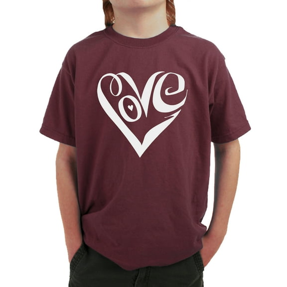Boy's Word Art T-shirt - Script Love Heart