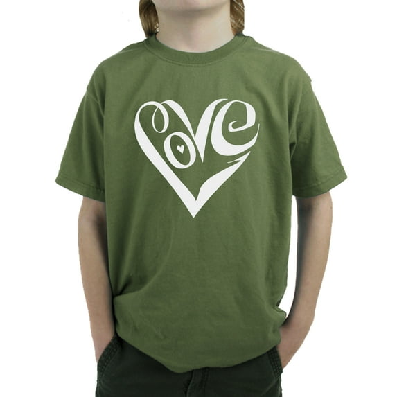 Boy's Word Art T-shirt - Script Love Heart