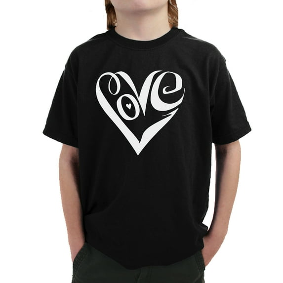 Boy's Word Art T-shirt - Script Love Heart