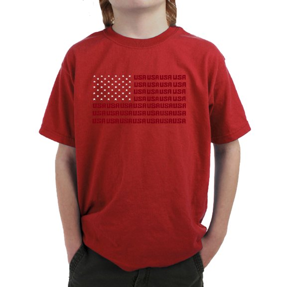 Boy's Word Art T-shirt - USA Flag