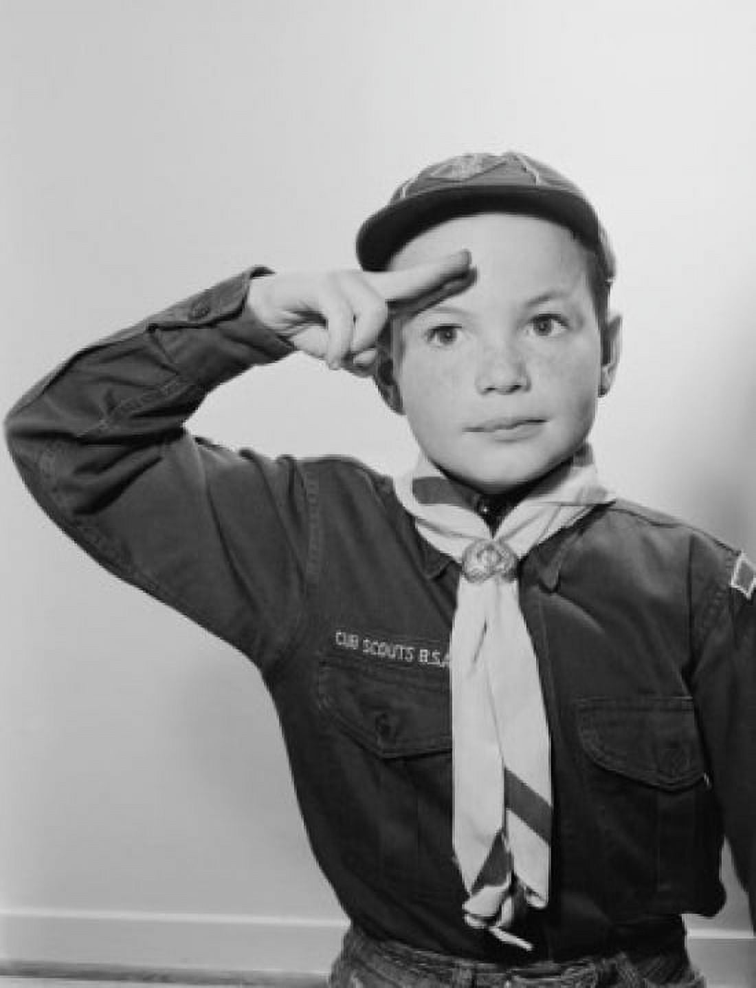 Boy scout saluting Canvas Art - (24 x 36)