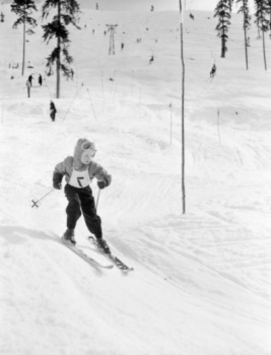 Boy skiing high angle view Canvas Art - (18 x 24)