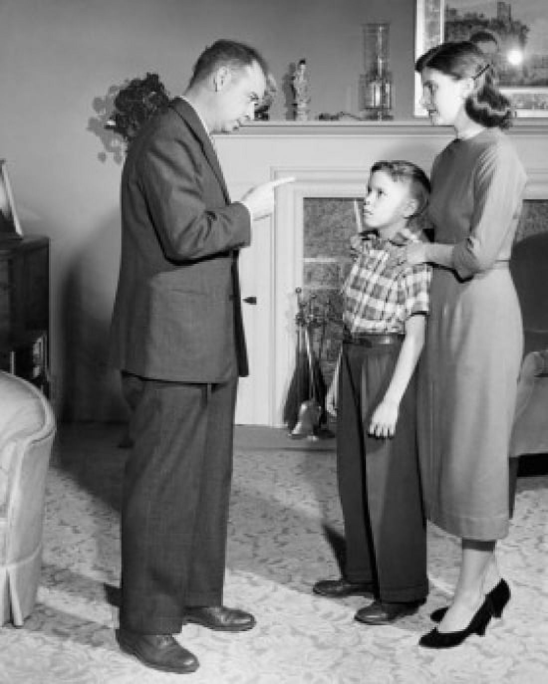 Boy standing with his mother and being scolded by his father Canvas Art - (24 x 36)