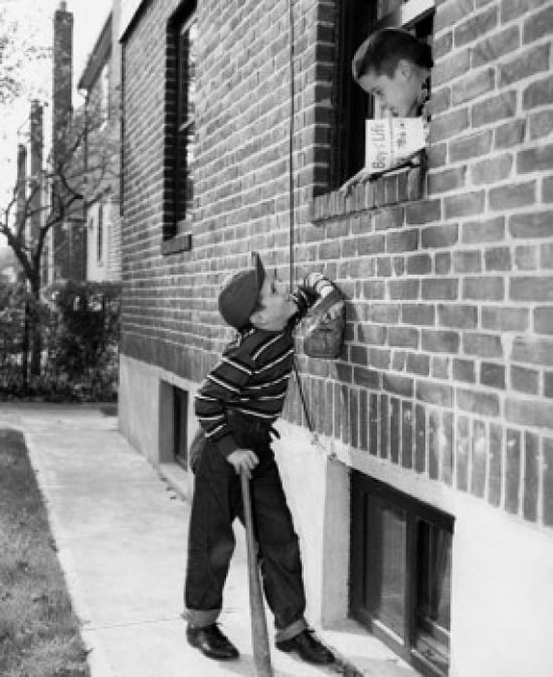 Boy talking to his friend through a window Canvas Art - (24 x 36)