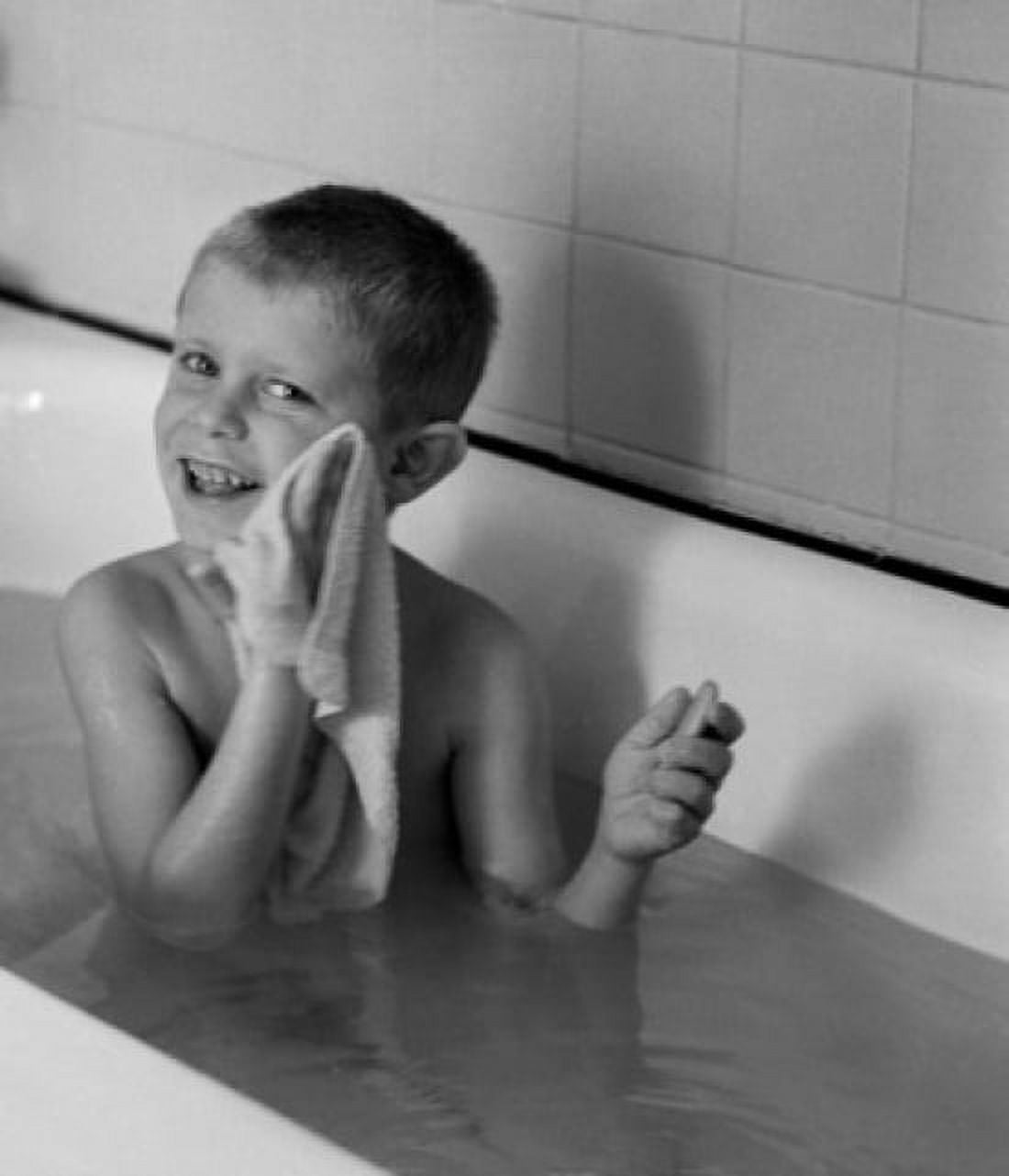 Boy  washing himself in bathtub Canvas Art -  (18 x 24)