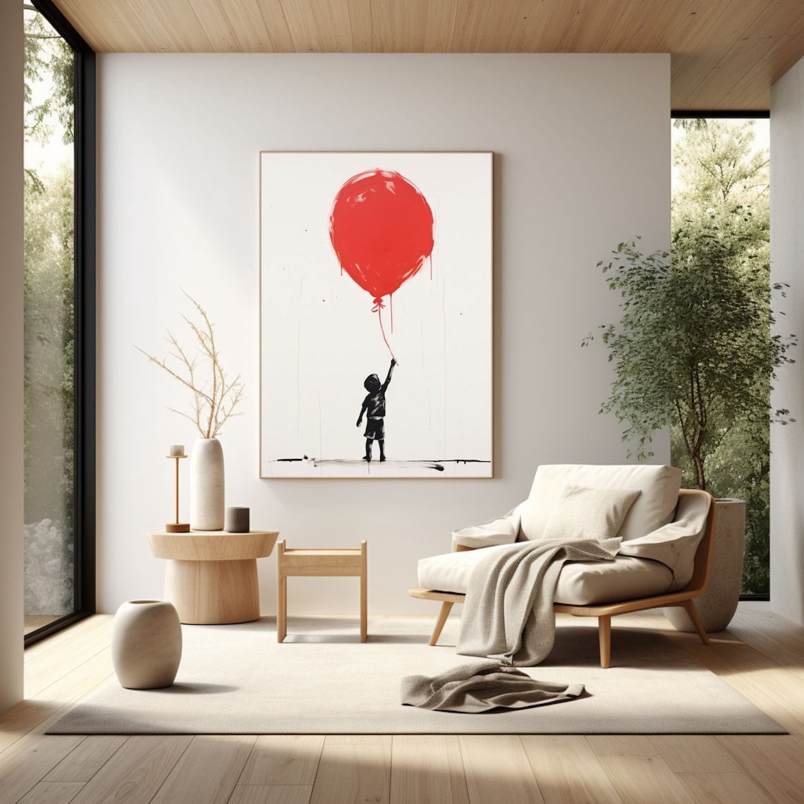 Boy with Red Balloon Wall Art Graffiti, Poster, Poster Only - Walmart.com