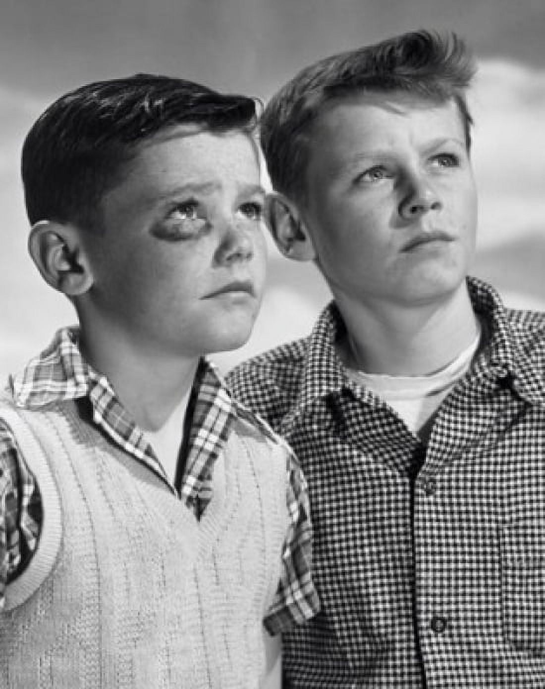 Boy with a black eye beside another boy Canvas Art - (24 x 36)