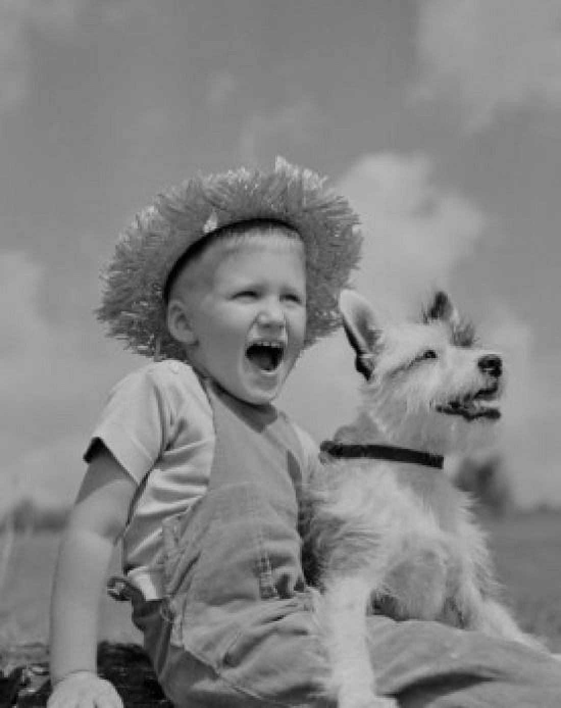 Boy with terrier dog Canvas Art - (24 x 36)