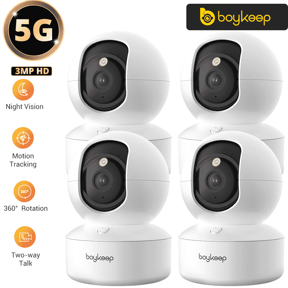 BoyKeep  2K Indoor Security Camera 5G/2.4GHz Wireless WiFi ,Monitor for Baby Pet, Smart Home Camera with One-Touch Call, 360° PTZ, 2-Way Au With the 3MP resolution, you can easily monitor your dog an