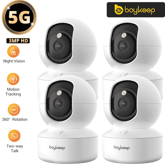 BoyKeep 2K Indoor Security Camera 5G/2.4GHz Wireless WiFi ,Monitor for Baby Pet, Smart Home Camera with One-Touch Call, 360° PTZ, 2-Way Au With the 3MP resolution, you can easily monitor your dog an