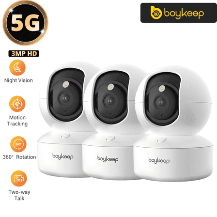 BoyKeep 2K Indoor Security Camera 5G/2.4GHz Wireless WiFi,Pan-Tilt-Zoom Pet Cam With Color Night Vision, 2-Way Audio, Motion Tracking, No Plug Version