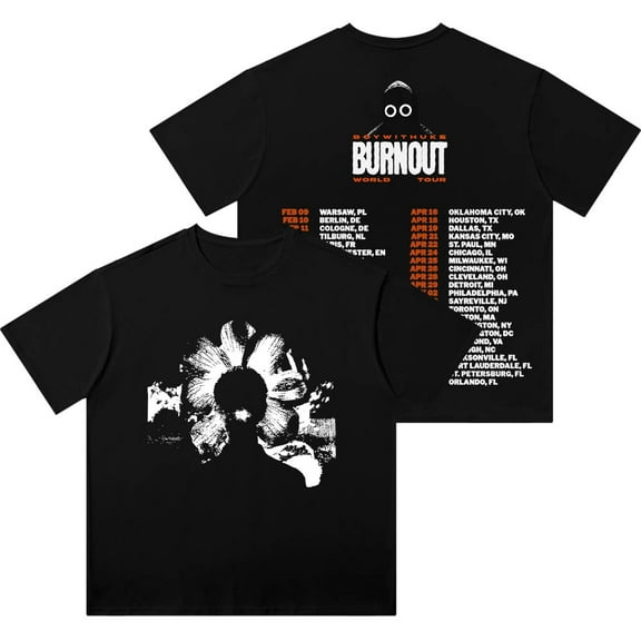 BoyWithUke Burnout Tour Vintage Wash T-Shirts Streetwear Tops Women Men Cotton Short Sleeve Tee