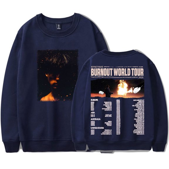 BoyWithUke Burnout World Tour 2025 Merch Crewneck Sweatshirts Cosplay Women Men Fashion Long Sleeve