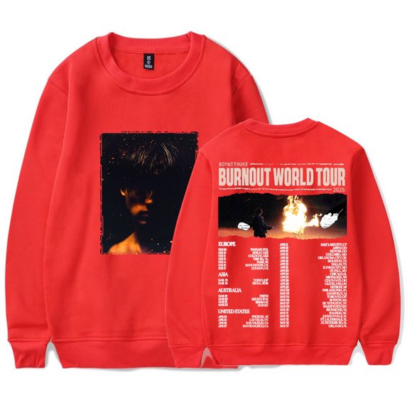 BoyWithUke Burnout World Tour 2025 Merch Crewneck Sweatshirts Cosplay Women Men Fashion Long Sleeve