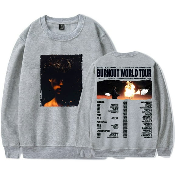 BoyWithUke Burnout World Tour 2025 Merch Crewneck Sweatshirts Cosplay Women Men Fashion Long Sleeve