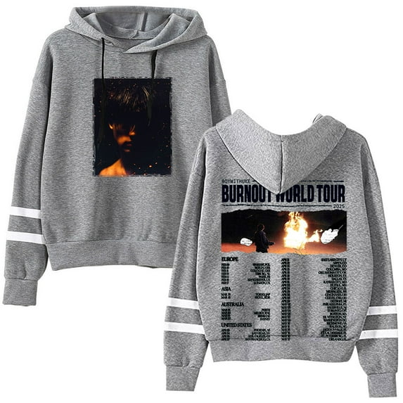 BoyWithUke Burnout World Tour 2025 Merch Pullovers Pocketless Parallel Bars Sleeve Streetwear