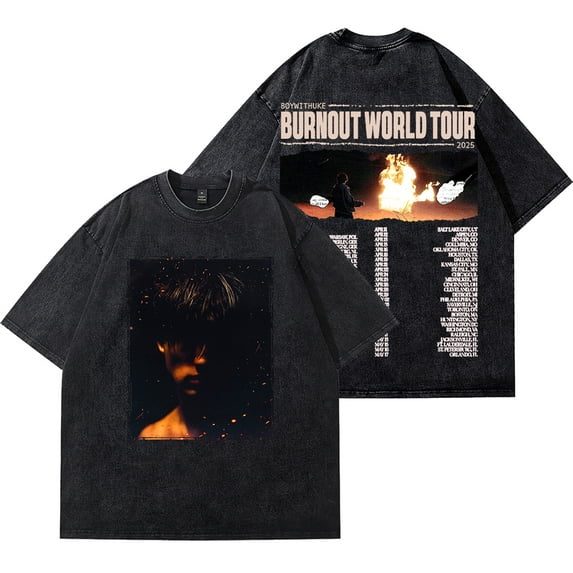 BoyWithUke Burnout World Tour Merch Vintage Wash T-Shirts Cosplay Women Men Fashion Short Sleeve Tee