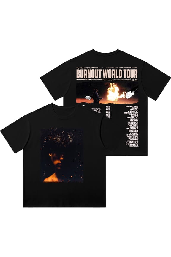 BoyWithUke Burnout World Tour Merch Vintage Wash T-Shirts Cosplay Women Men Fashion Short Sleeve Tee