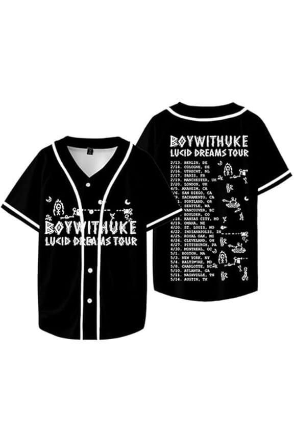 BoyWithUke Lucid Dreams Tour Merch Baseball Jersey Shirt V-Neck Women Men Short Sleeve Streetwear Clothes