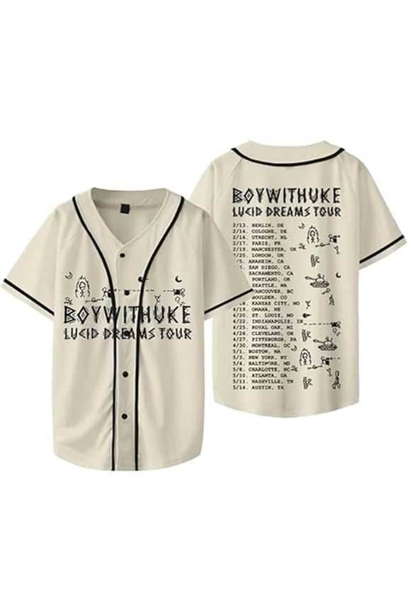 BoyWithUke Lucid Dreams Tour Merch Baseball Jersey Shirt V-Neck Women Men Short Sleeve Streetwear Clothes