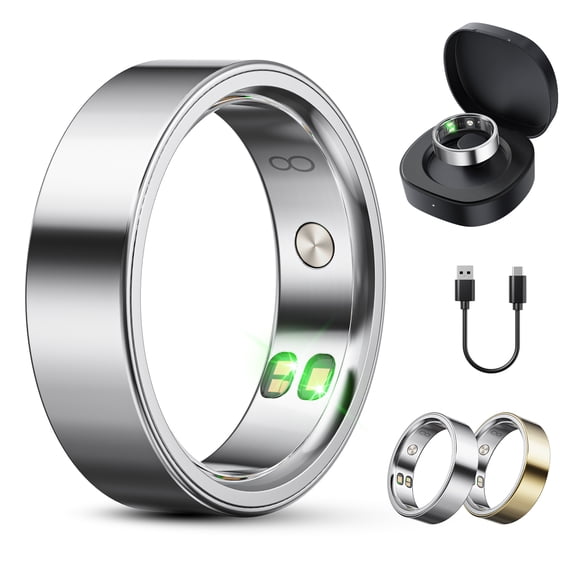 Boyacare Smart Ring, Silver, Size 11, Sleep & Fitness Tracker, Heart Rate Monitor, Women’s Health, No Subscription, Gift for Women (Size Before You Buy)