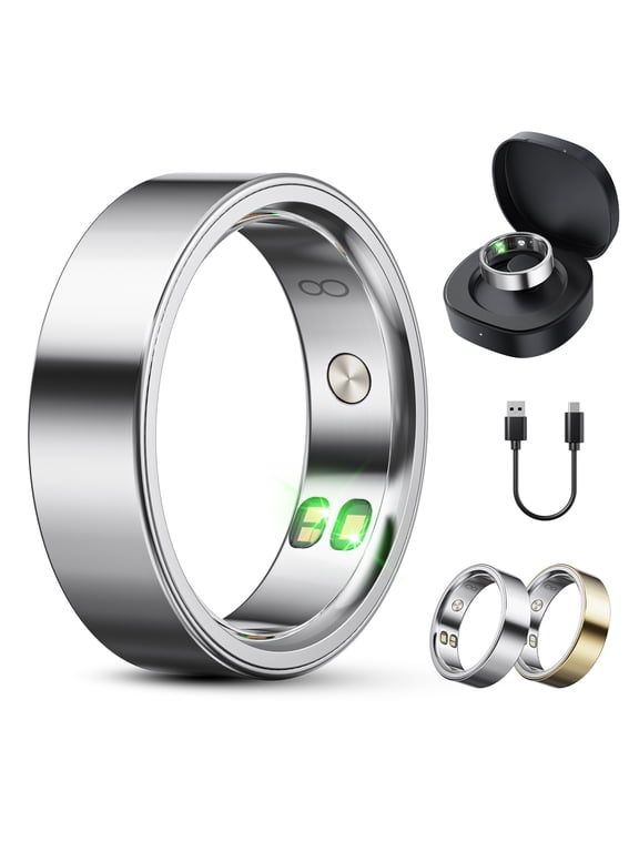 Boyacare Smart Ring, Silver, Size 11, Sleep & Fitness Tracker, Heart Rate Monitor, Women’s Health, No Subscription, Gift for Women (Size Before You Buy)