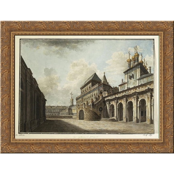 Boyars's platform 24x20 Gold Ornate Wood Framed Canvas Art by Alekseyev, Fyodor