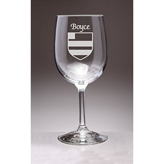 Boyce Irish Coat of Arms Wine Glasses - Set of 4 (Sand Etched)