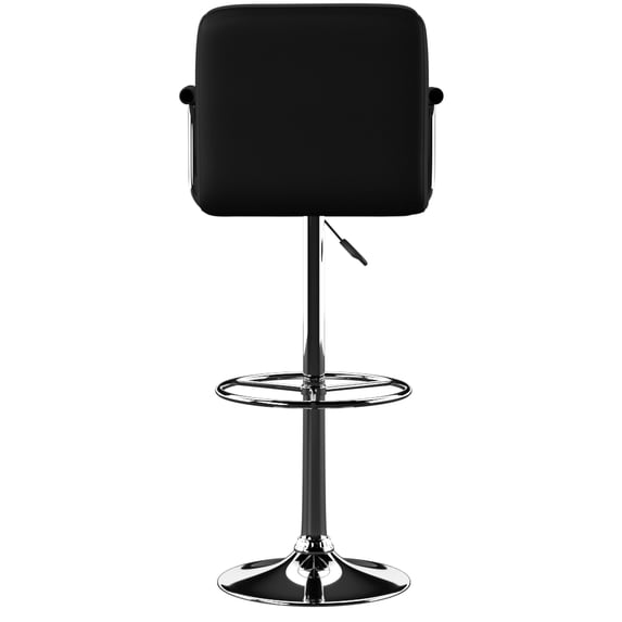 Boyd Adjustable Bar Stool with Metal Base and Swivel, Chrome with Black Faux Leather